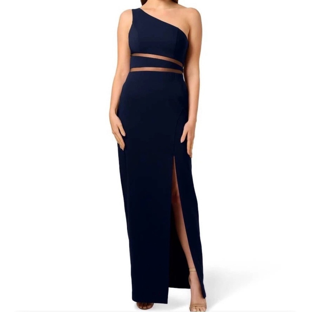 NWT Liv Foster ‘One Shoulder Crepe Gown’ in “Twilight” Navy Blue Size 0